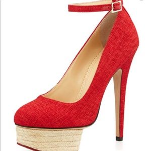 Charlotte Olympia Dolores - Red Woven Pump 6.5 NIB